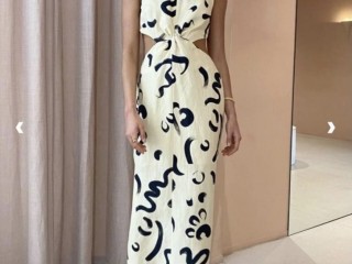 RENTING | Alémais Brush Stroke Twist Dress in Clay