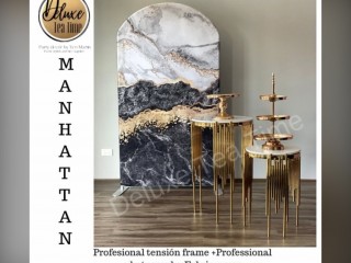 Manhattan Black marble arch professional backdrop high quality materials to hire