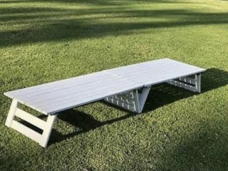 White picnic tables for hire