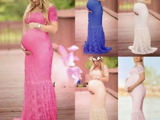 Fashion Women Photography Maternity Lace Maxi Dress Props for Photoshoot COMPLIMENTARY Head Band