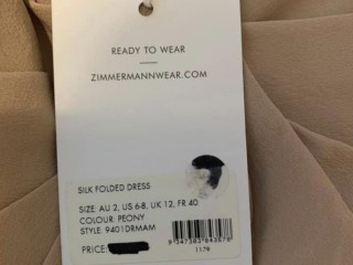 BRAND NEW WITH TAGS Zimmermann Silk Folded Dress Sz 2