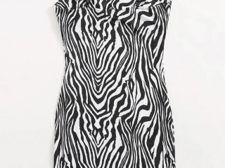 Zebra stripe lace trim bodycon