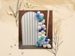 Backdrop ARCH blue and white hire - events / birthday/ baptism