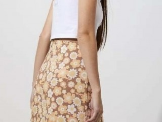 Afends hemp A line mini skirt in MJ floral