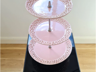 Pink tiered cake stand