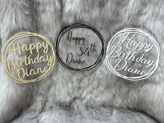 150mm Personalised Round Acrylic Cake Topper