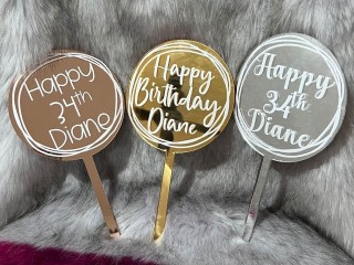 120mm Personalised Round Acrylic Cake Topper