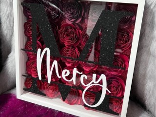 Personalised Name in a Deep Box Frame with Roses Valentines Gift