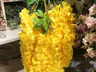 Artificial yellow Wisteria flowers for sale $3/stem . Event decorations . Wedding.