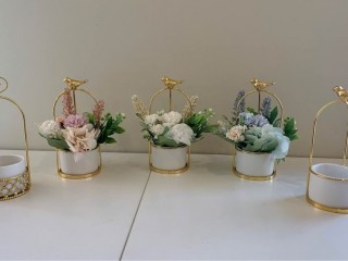 Home decor elegant planters with silk flowers (optional)