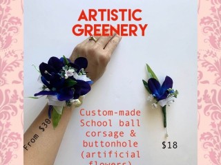 School ball corsage & buttonhole - custom-made with silk flowers