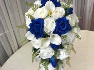 Teardrop wedding bouquet (artificial flowers) size: 35cm width x 55cm length. Brand new custom-made