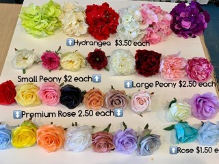 Silk flower head from $2 each for flower wall, cake decor, flower crown etc