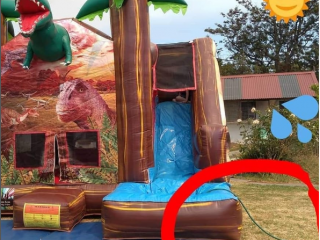 Dino castle is also a waterslide