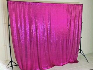 Hire -Pink shinny backdrop and stand