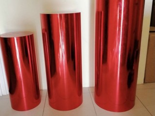 Red plinths for hire