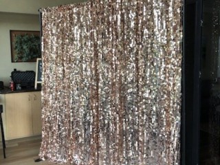 ROSE GOLD SEQUIN BACKDROP HIRE