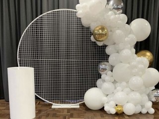 White mesh Backdrop & Plinths