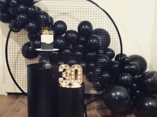 Balloon garland, mesh, plinths for hire